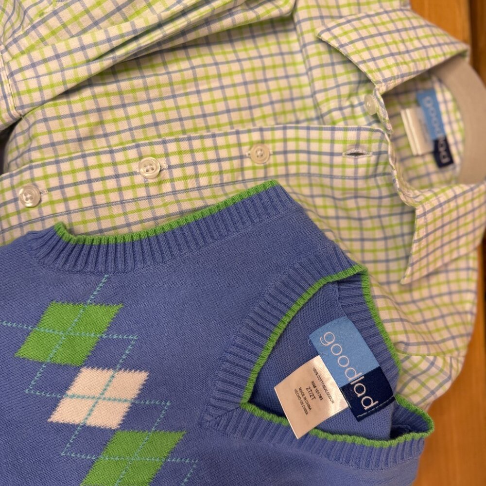 Good Lad Boys Dress Shirt & Argyle Sweater Vest Set Size 2 - Picture 8 of 8